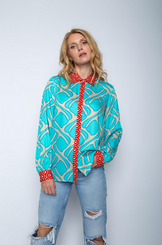 Emily Blouse Print Blauw