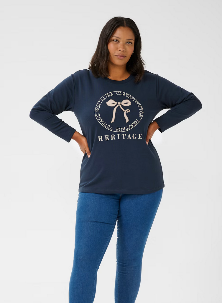 Kaffe Curve Sweater Print Blauw