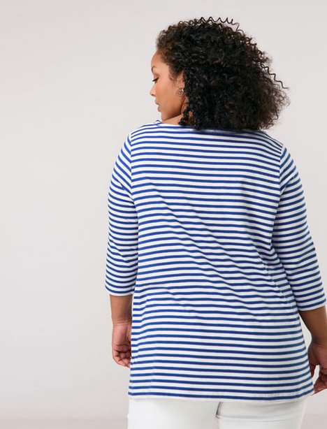 Samoon Tshirt Streep Blauw/Wit