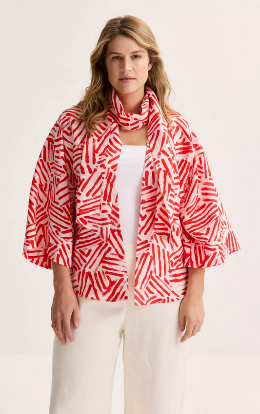 Mayerline Kimono Kort Print Rood/wit