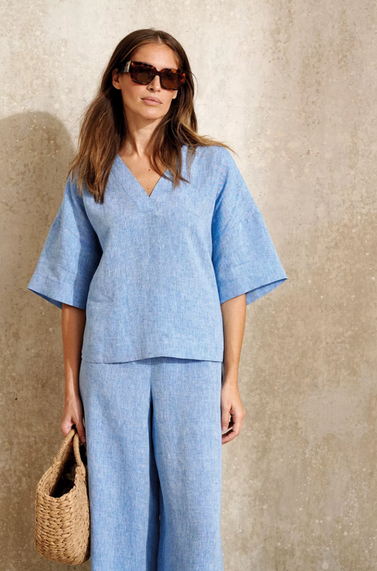 Mayerline Blouse Linnen Lichtblauw