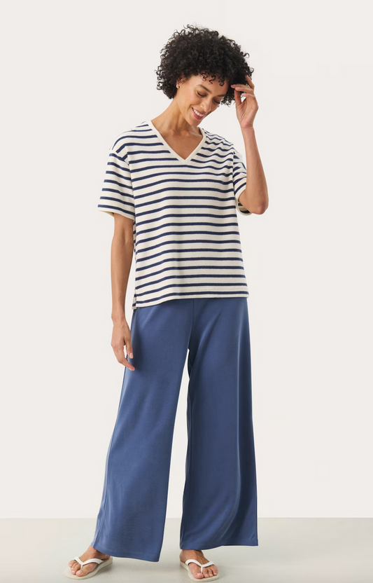 Part Two Tshirt Badstof Ecru/Blauw