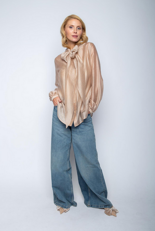 Emily Blouse Nude Glitter Strik