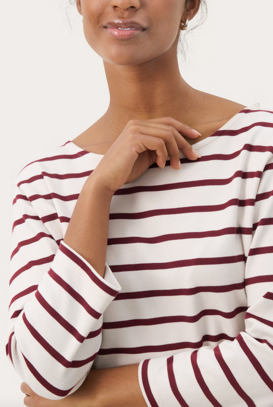 Part Two Tshirt Streep Bordeaux