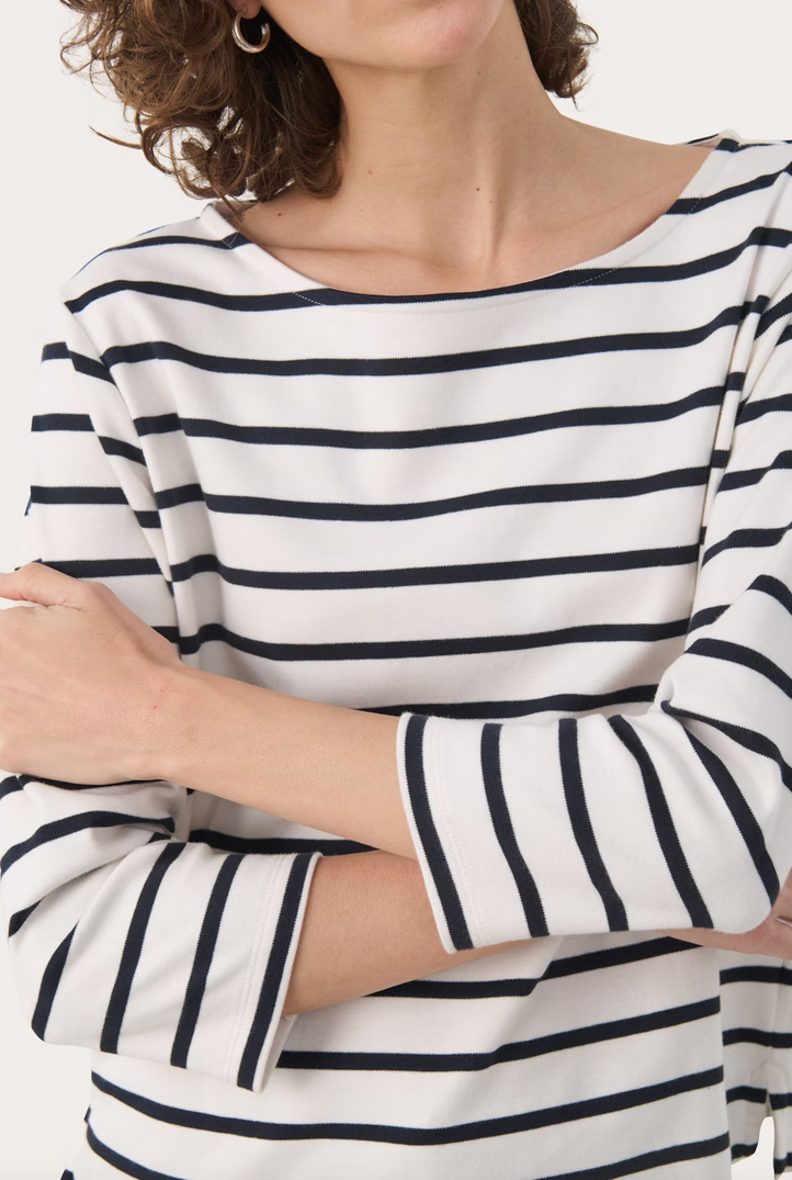 Part Two Tshirt Streep Donkerblauw