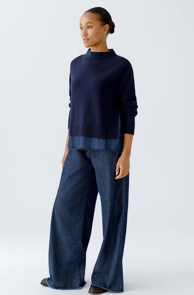 Oui Pull Donkerblauw