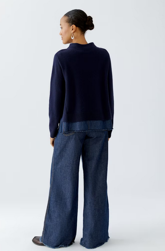 Oui Pull Donkerblauw