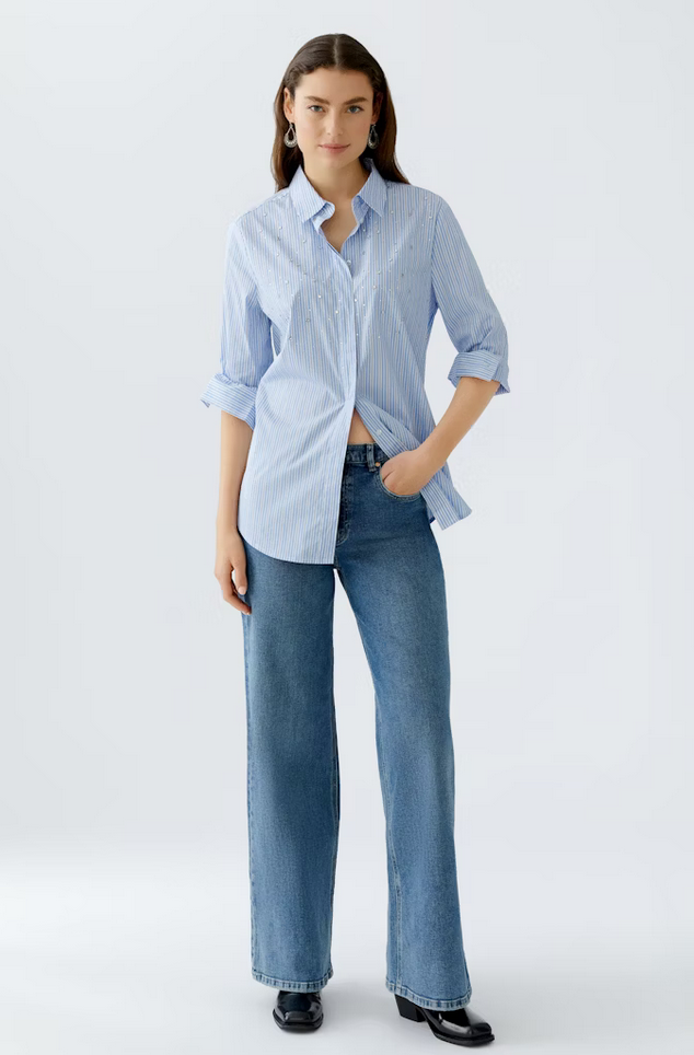 Oui Blouse Streep Glitter