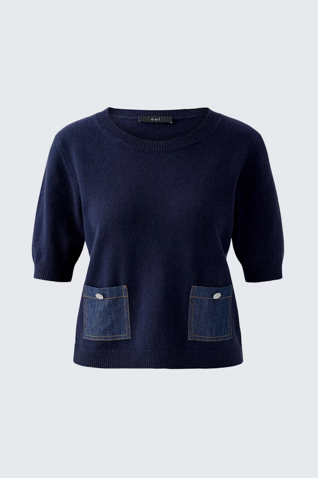 Oui Pull Donkerblauw