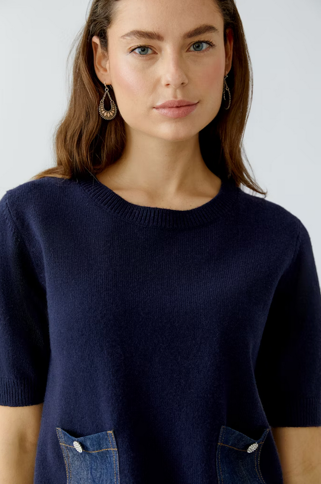 Oui Pull Donkerblauw