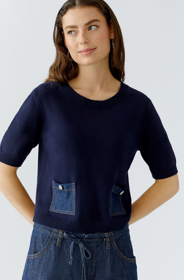 Oui Pull Donkerblauw