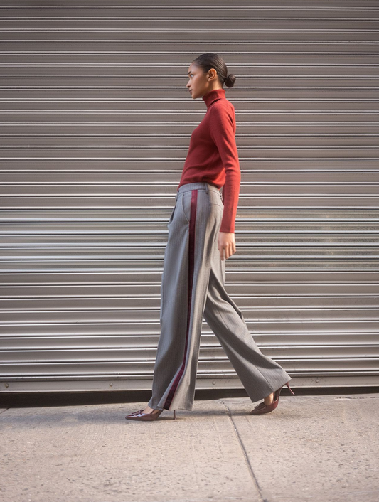Seductive Pantalon Donkergrijs/Bordeaux