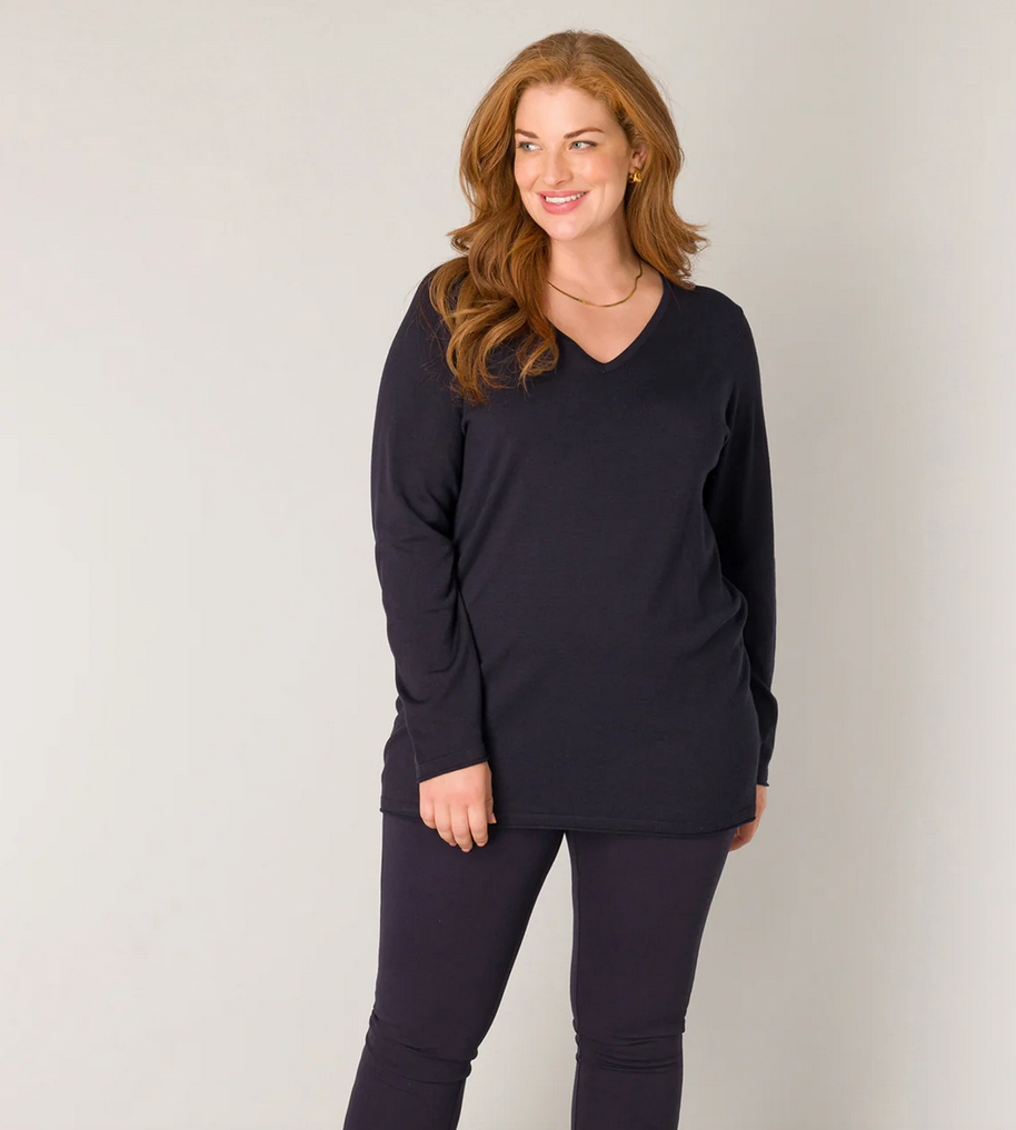 Base Level Pull V-hals Donkerblauw