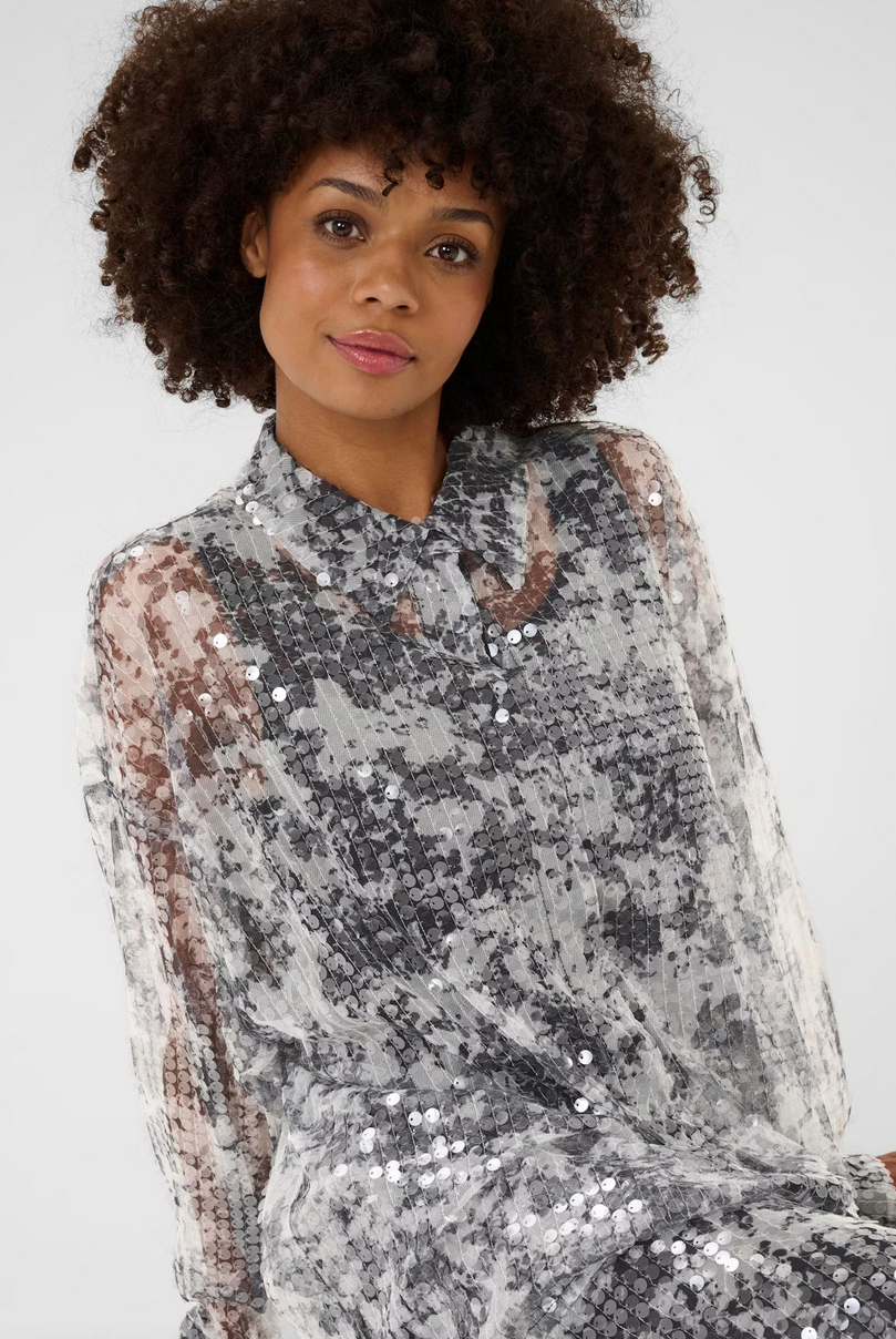 Culture Blouse Grijs Glitter