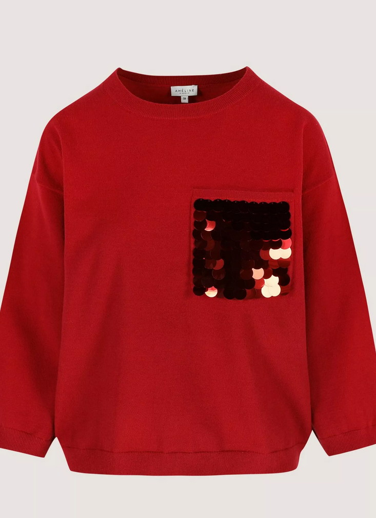 Améline Pull Rood Glitter