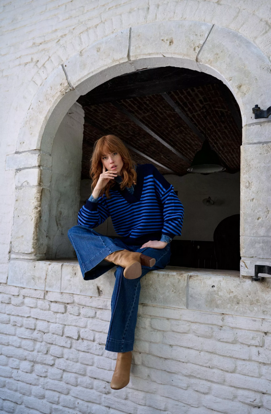 Améline Pull Streep Blauw