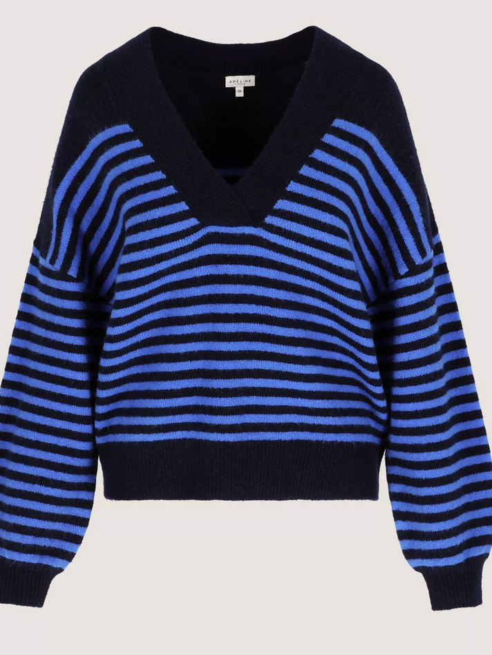 Améline Pull Streep Blauw