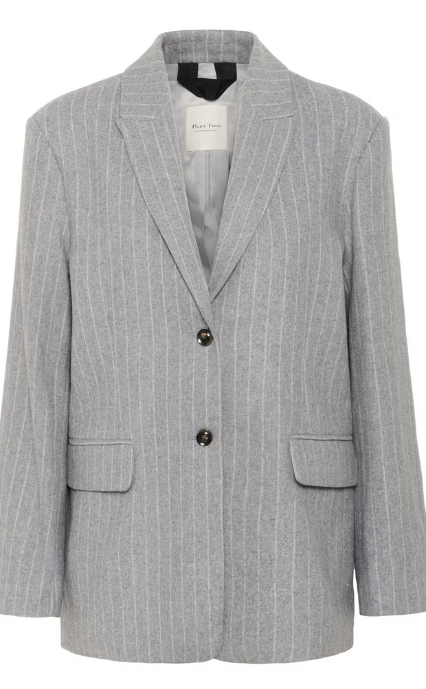 Part Two Blazer Krijtstreep Grijs