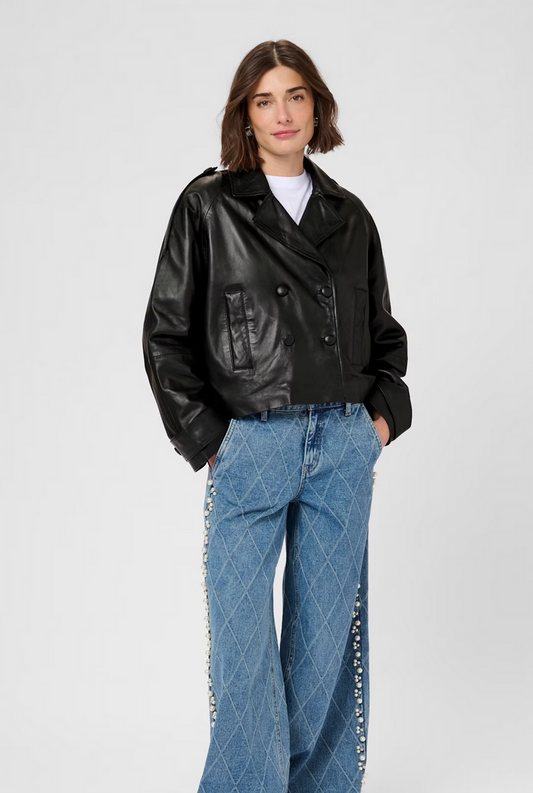Culture Blazer Leder Zwart