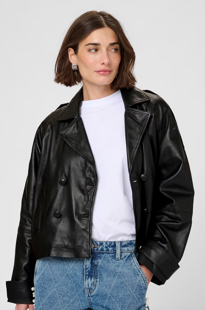Culture Blazer Leder Zwart