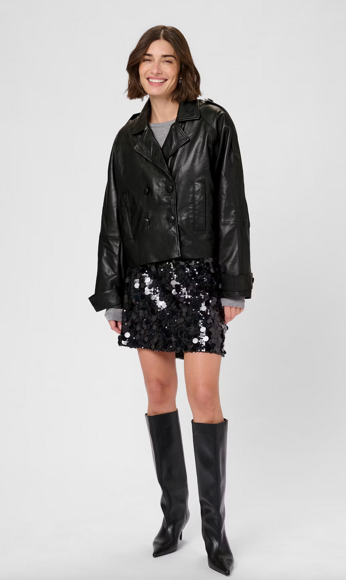 Culture Blazer Leder Zwart