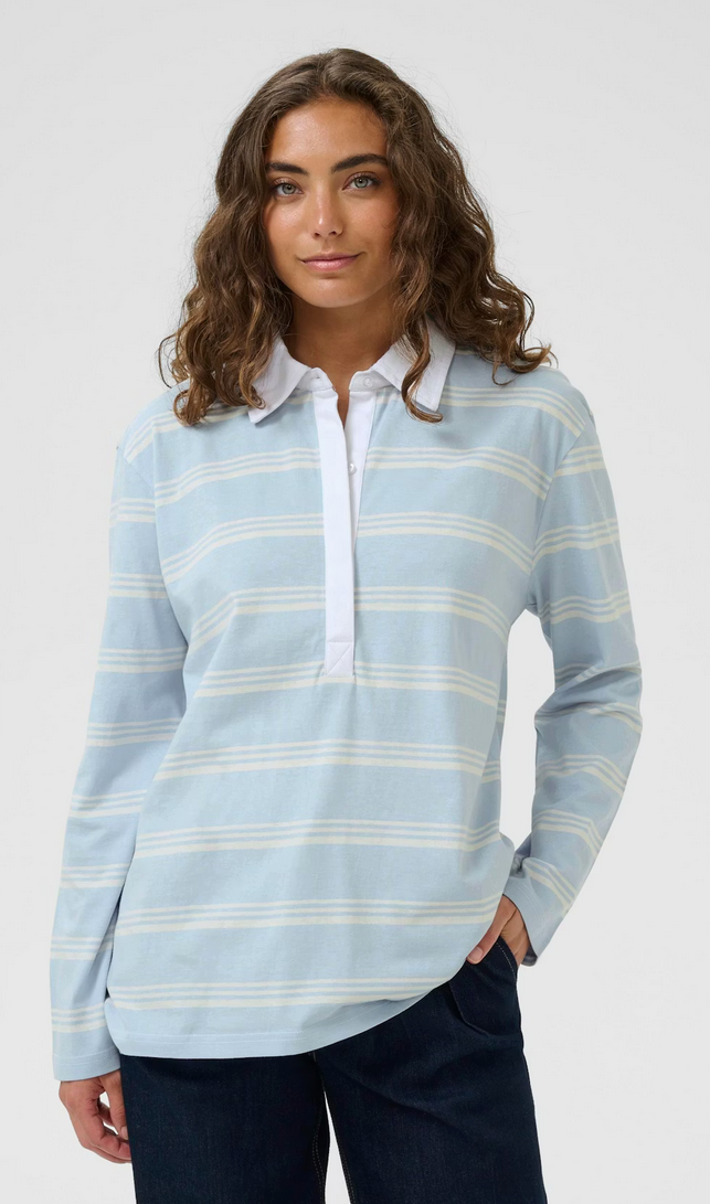 Culture Polo Streep Lichtblauw