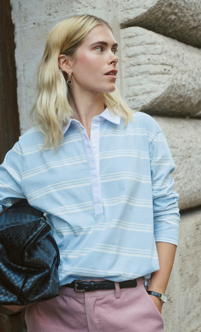 Culture Polo Streep Lichtblauw