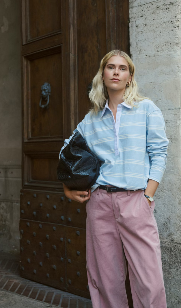 Culture Polo Streep Lichtblauw