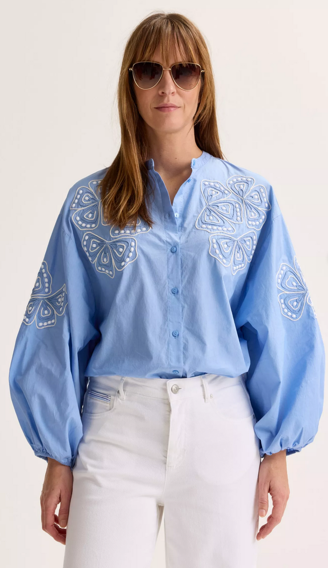 Mayerline Blouse Print Lichtblauw