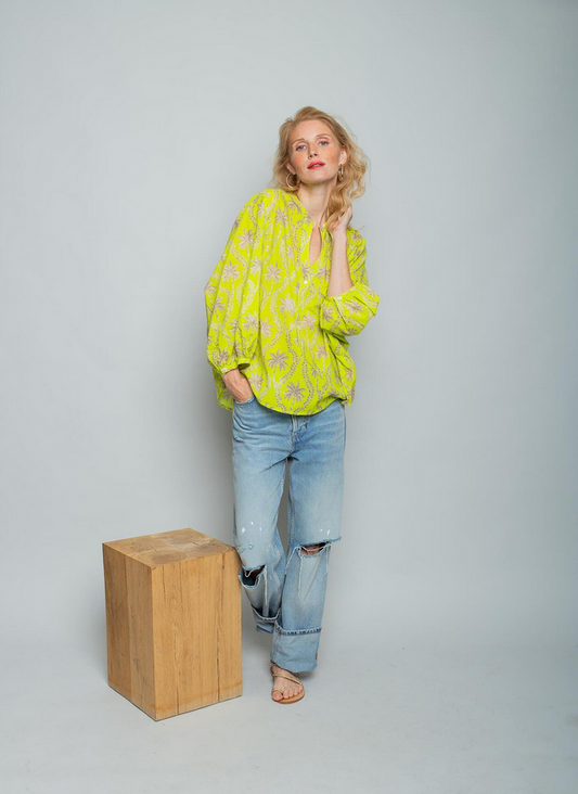 Emily Blouse Print Geel