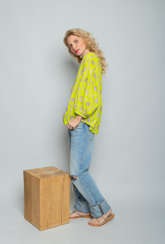 Emily Blouse Print Geel
