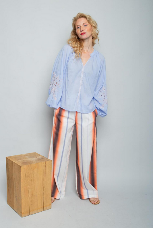 Emily Blouse Print Lichtblauw