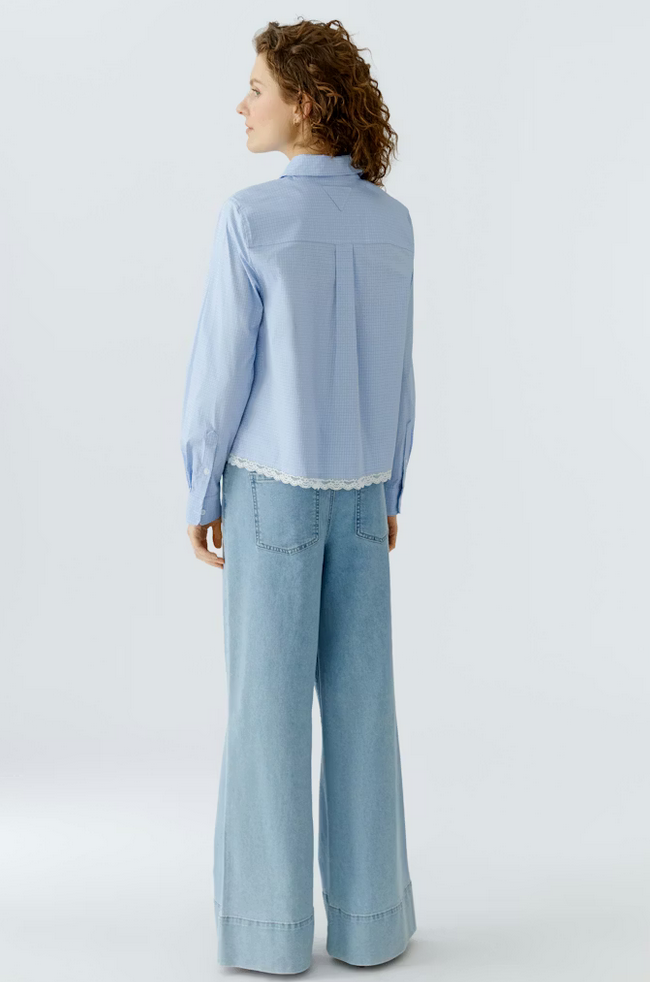 Oui Blouse Ruit Lichtblauw
