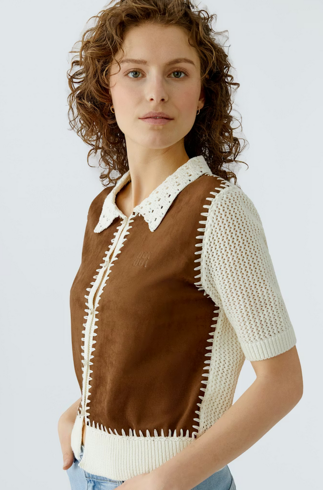 Oui Cardigan Bruin/Ecru