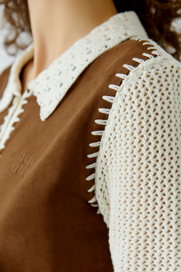 Oui Cardigan Bruin/Ecru