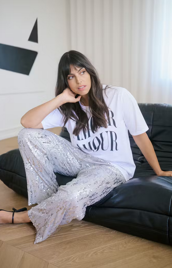 Kaffe Curve Tshirt Print Zwart