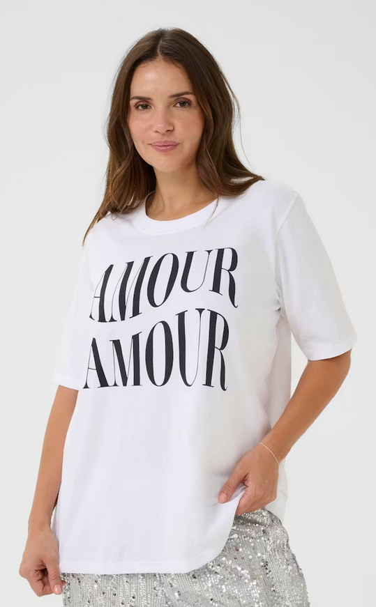 Kaffe Curve Tshirt Print Zwart