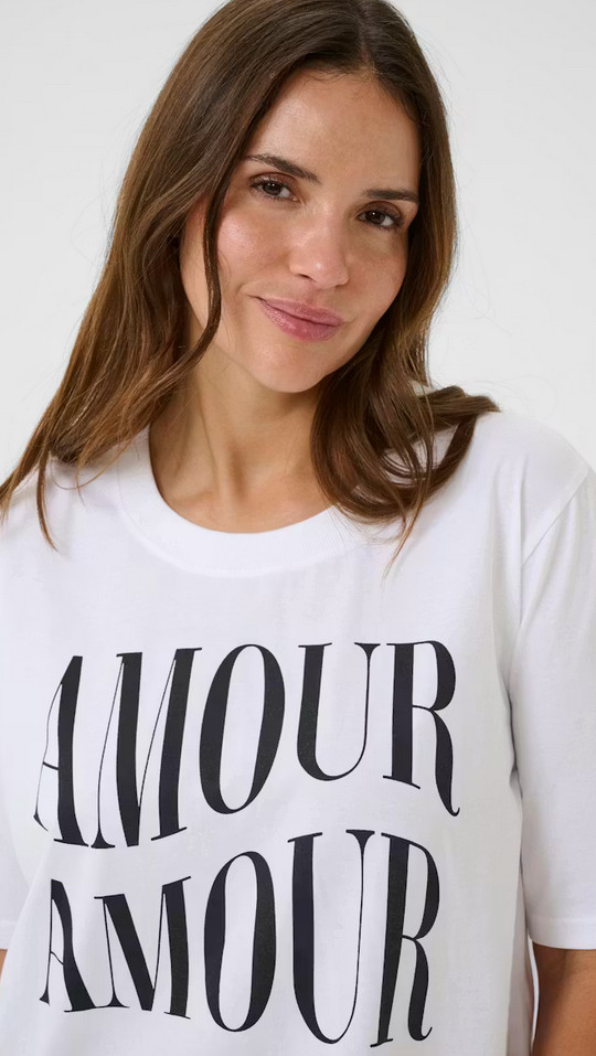 Kaffe Curve Tshirt Print Zwart