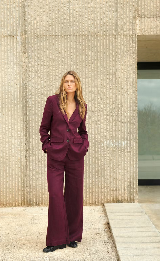 Part Two Pantalon Linnen Bordeaux