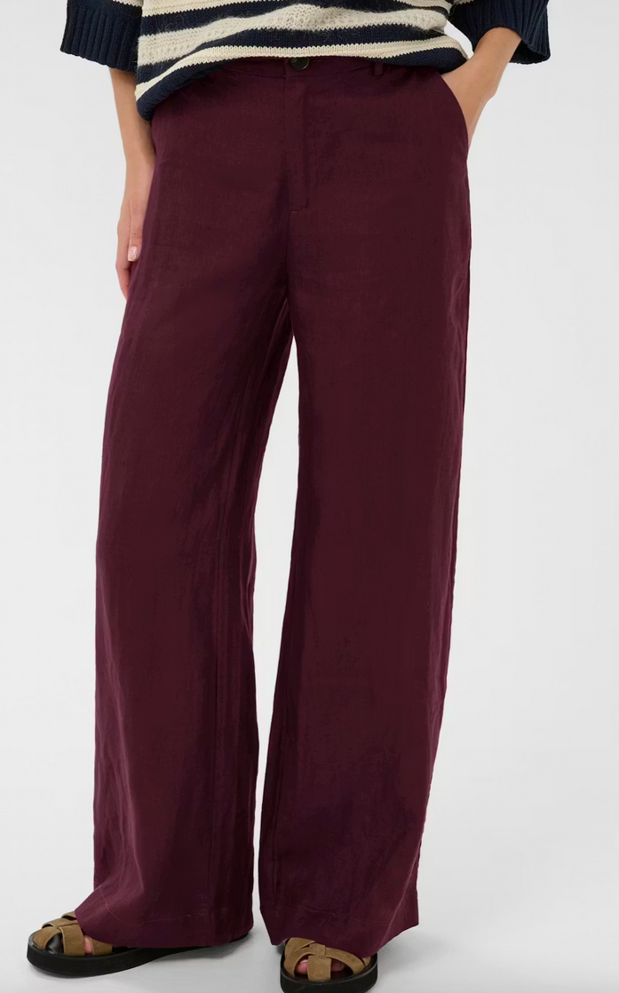 Part Two Pantalon Linnen Bordeaux