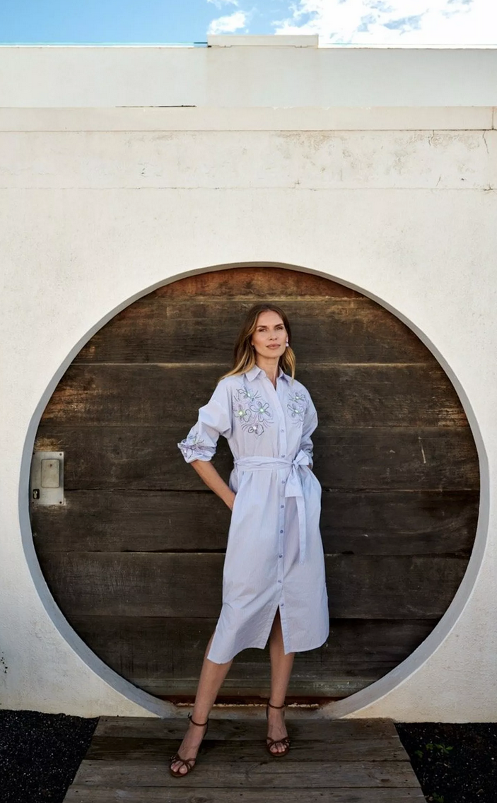 Mayerline Kleed Lang Streep Paars