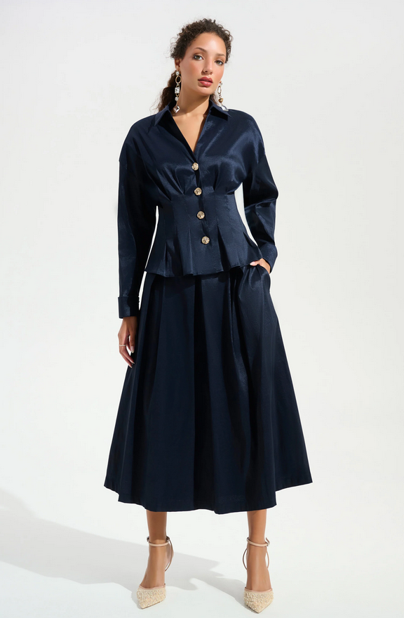Ribkoff Rok Lang Donkerblauw