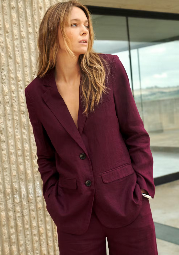 Part Two Blazer Linnen Bordeaux