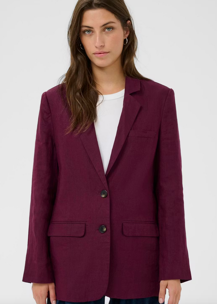 Part Two Blazer Linnen Bordeaux