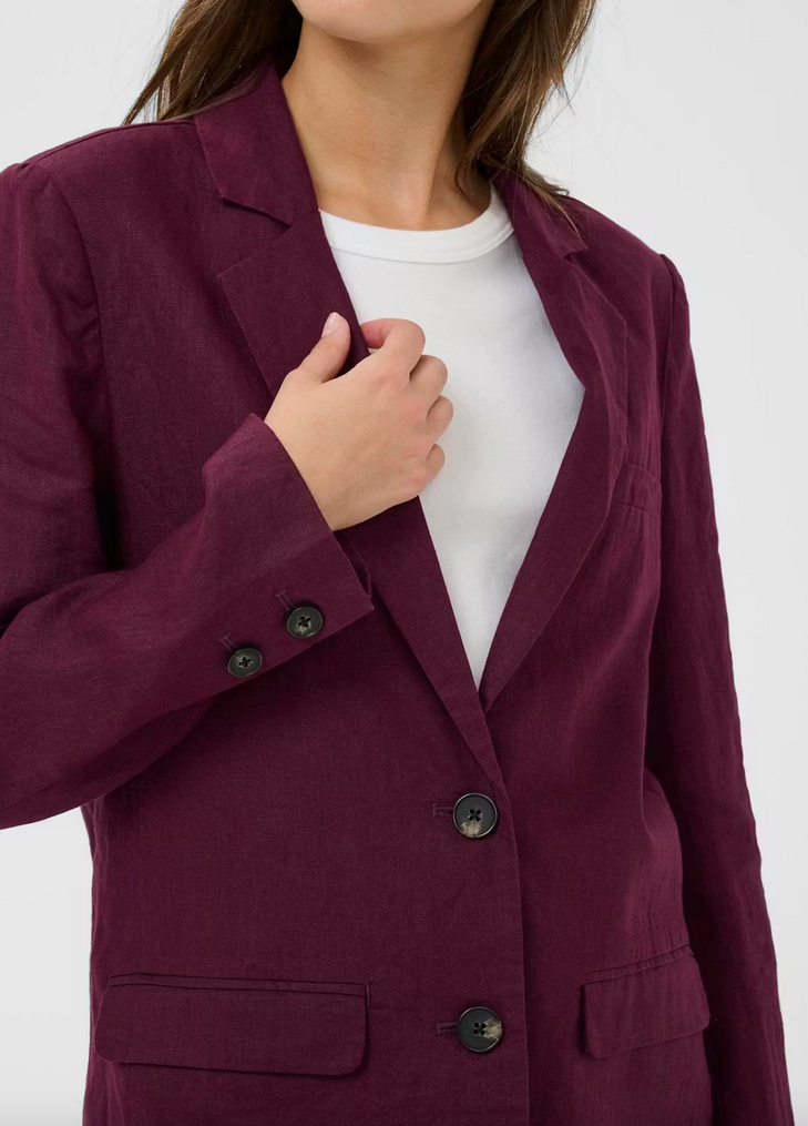 Part Two Blazer Linnen Bordeaux