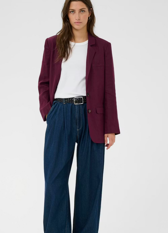 Part Two Blazer Linnen Bordeaux
