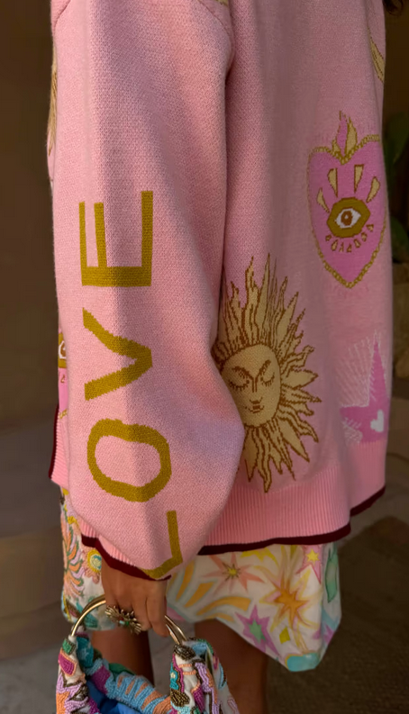 NFD Cardigan Print/Roze