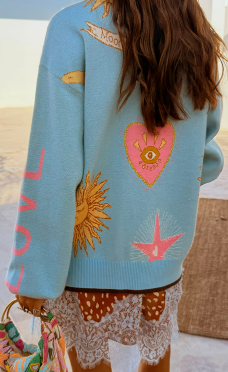 NFD Cardigan Print/Blauw