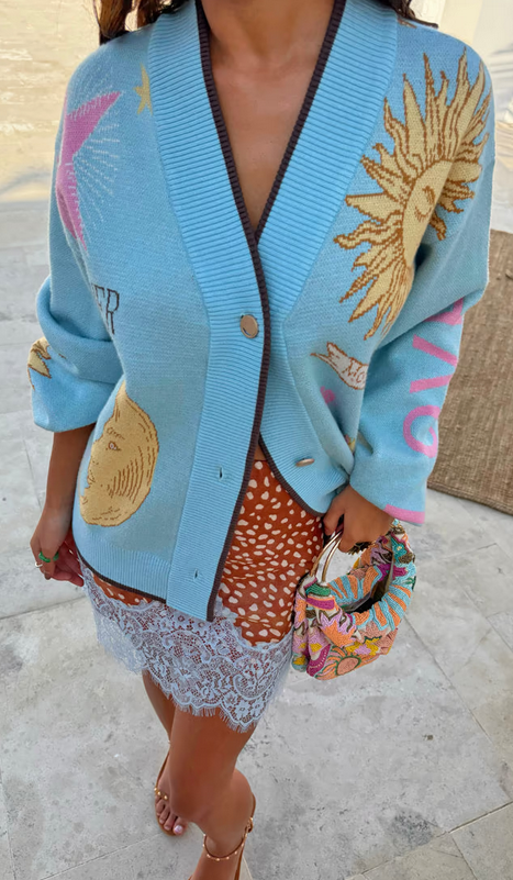 NFD Cardigan Print/Blauw