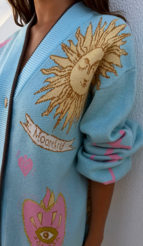 NFD Cardigan Print/Blauw